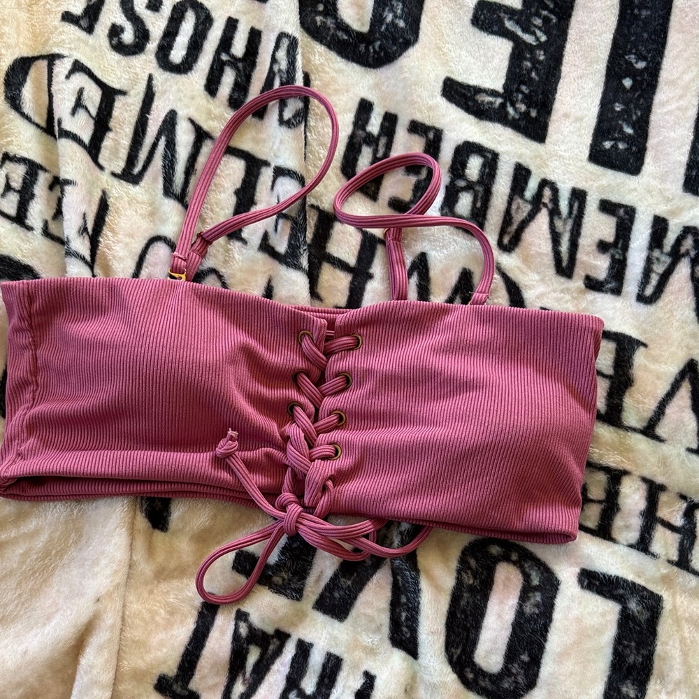 Zaful Rose Lace-Up Bandeau
